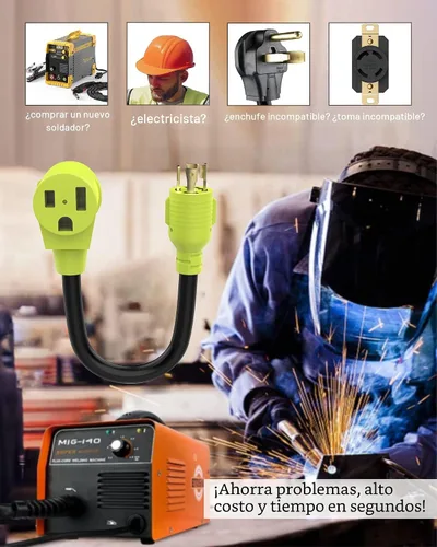 Miniatura 7 de NEMA L14-30P a 6-50R adaptador de generador a soldador, cable de alimentación resistente de 1.5 pies, STW 10/3 AWG, 125V/250V, certificación ETL