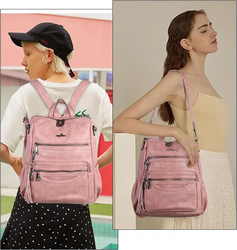 Miniatura 47 de Bolsos mochila monedero de piel sintética para mujer, bolsas con zíper, mochilas de hombro casuales