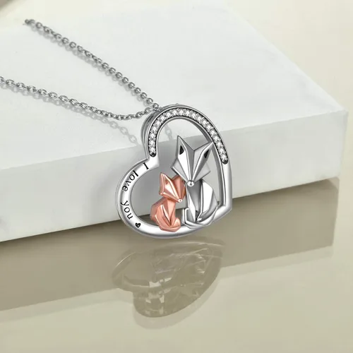 Miniatura 4 de ONEFINITY Collar de zorro de plata de ley 925 con colgante de zorro de origami para mujer, esposa, mamá