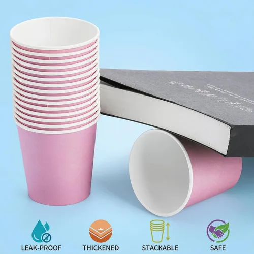 Miniatura 4 de Nicunom Paquete de 500 vasos de papel de 6 onzas, coloridos vasos de café desechables de papel para bebidas frías y calientes, para agua, jugo