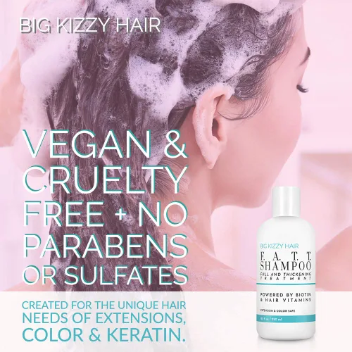 Miniatura 2 de Big Kizzy f.a.t.t. Biotina Champú para cabello Extensiones, color & tratamientos de queratina – Más Grueso Fuller Hair