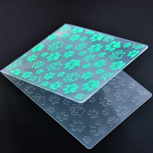 Miniatura 2 de Pet Footprint Paw Background Carpetas de grabación en relieve de plástico para hacer tarjetas, álbumes de recortes y otras manualidades de papel