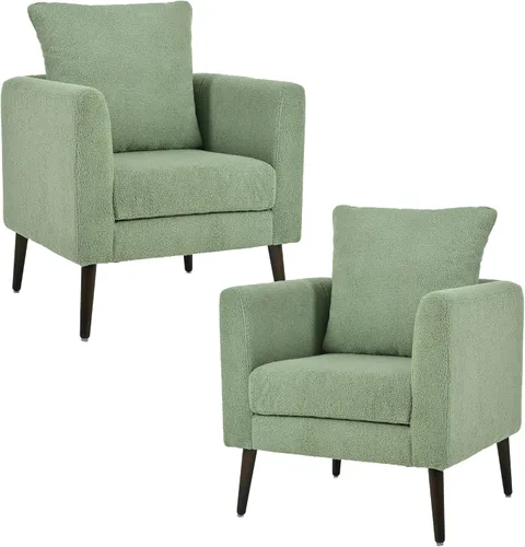 Miniatura 12 de Setawix Silla decorativa de barril, sillón tapizado de chenilla, silla redonda moderna de mediados de siglo, cómoda silla con brazo de barril