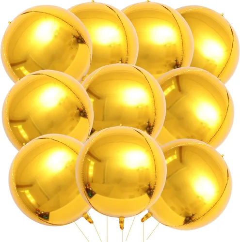 Miniatura 16 de KALOR Globos de papel de aluminio de 22 pulgadas de feliz año nuevo, 10 piezas, globos grandes 4D gigantes redondos de papel de aluminio metálico
