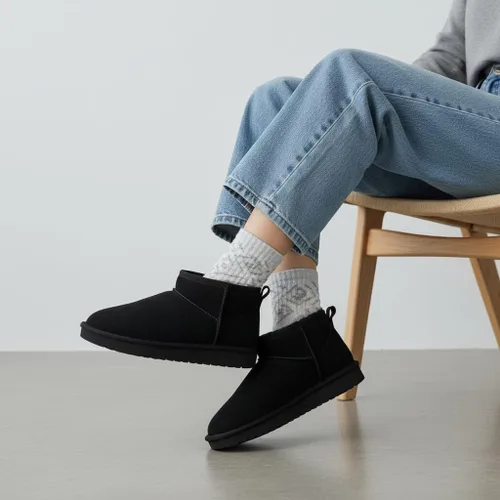 Miniatura 84 de CUSHIONAIRE, Hip 2 - Botas de nieve de gamuza auténtica para mujer, sin cordones, con cómodo forro de piel de oveja sintética + espuma viscoelástica