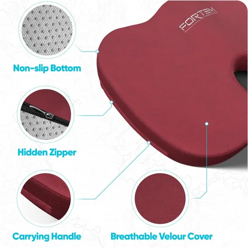 Miniatura 4 de Fortem - Cojín para Silla de Oficina, Cojín Lumbar para Silla de Oficina, Almohada de Apoyo Lumbar para Silla de Oficina, Cojín de Espuma velur rojo