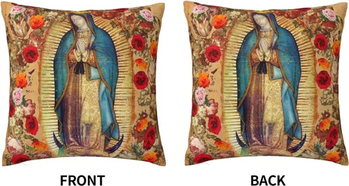 Miniatura 3 de Fundas de almohada de Nuestra Señora de Guadalupe Virgen María de Navidad, funda de almohada cuadrada novedosa decorativa para el hogar, dormitorio