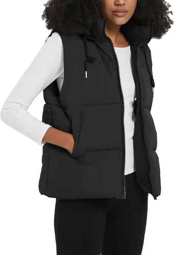 Miniatura 5 de Flygo Chaleco acolchado de invierno para mujer, cuello alto, con cremallera, acolchado, sin mangas, con bolsillos