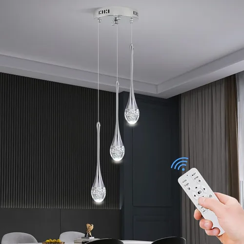 Miniatura 29 de Moderno candelabro de cristal de 7 luces, color negro, H60 pulgadas, techo alto, espiral, regulable, LED, burbuja, gota de lluvia, lámpara