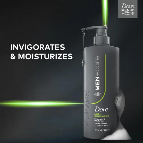 Miniatura 4 de DOVE MEN + CARE Champú 1 unidad de lima y cedro para cabello real que potencia la fuerza del cabello, con resultados vigorizantes e hidratantes, 18