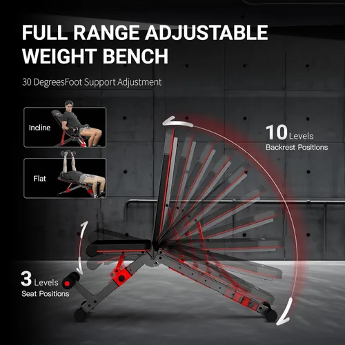 Miniatura 2 de HARISON Banco de pesas, bancos de pesas plegables para gimnasio en casa con 800 libras, prensa de banco de entrenamiento de cuerpo completo, banco