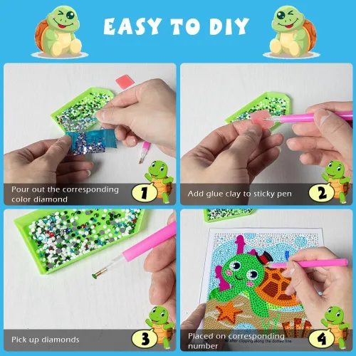 Miniatura 3 de QEUOYSS Kit de arte de diamantes para niños con marco de madera, arte y manualidades para niños de 6 a 8 a 10 a 12 años, arte de diamantes fácil