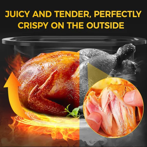 Miniatura 7 de Horno tostador eléctrico de 22 cuartos con bandeja extraíble y tapa de autohilvanado, perfecto para asar pavo con control de temperatura de 150 a