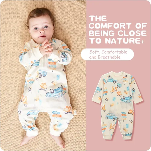 Miniatura 3 de Soft 100% Cotton Baby Boy Girl Unisex Romper Jumpsuits Newborns, Long Sleeve, 0-24 Months