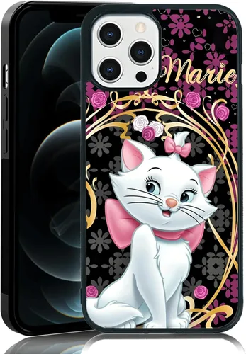 Miniatura 108 de Elegante funda de teléfono con diseño de gato Marie compatible con iPhone 11, funda de encaje dorado para iPhone, a prueba de golpes, rosa fucsia