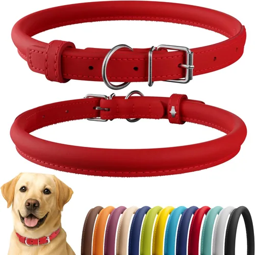 Miniatura 51 de CollarDirect Collar de perro con tachuelas, collares de cuero para mascotas para perros pequeños, medianos y grandes, acolchado suave, marrón, negro