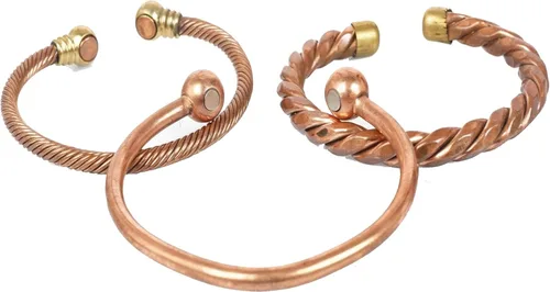 Miniatura 36 de Pulseras de cobre Touchstone regalo para hombres y mujeres joyería magnética 100% pura y sólida ajustable juego de pulseras hechas a mano