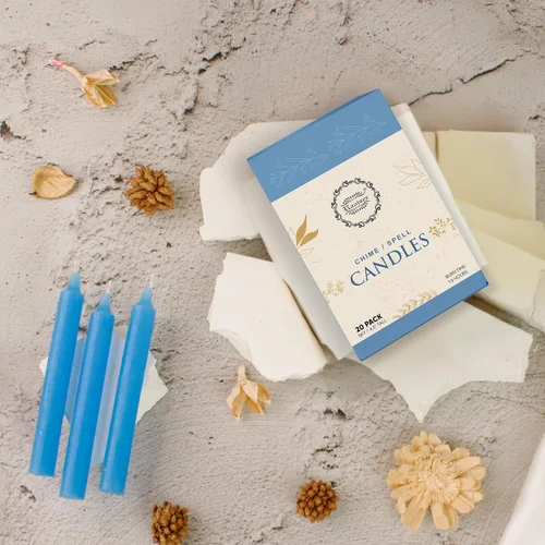 Miniatura 4 de Raajsee Paquete de 20 mini velas cónicas sin aroma, azul cielo Velas de cena de 5 pulgadas (alto) Sin humo y sin goteo Cera de parafina