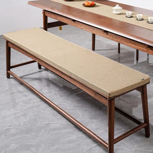 Miniatura 8 de Cojín personalizable para banco, de espuma de alta densidad con memoria, de lino lavable, antideslizante para zapatero, ventana, piano, comedor Gris