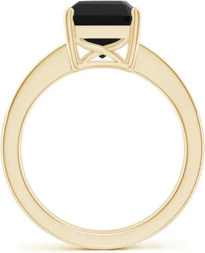 Miniatura 2 de Angara Anillo de ónix negro natural con diamantes en oro macizo de 14 quilates, platino para mujeres y niñas (grado AAA, tamaño 0.354 x 0.276 in)