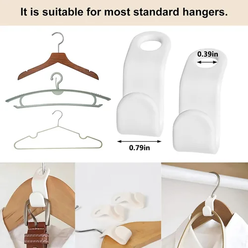 Miniatura 5 de Ganchos para colgar ropa, 64 clips extensores de colgador, ganchos en cascada, utilizados en perchas de armario, ahorro de espacio y armarios