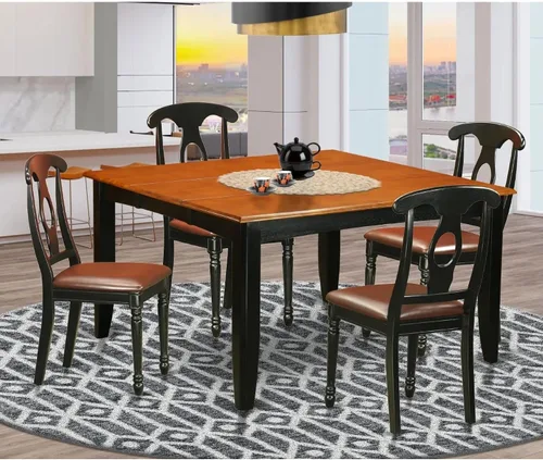 Miniatura 2 de East West Furniture PFKE5-BCH-LC - Juego de comedor de 5 piezas para 4 personas, incluye una mesa de comedor cuadrada con hoja de mariposa y 4