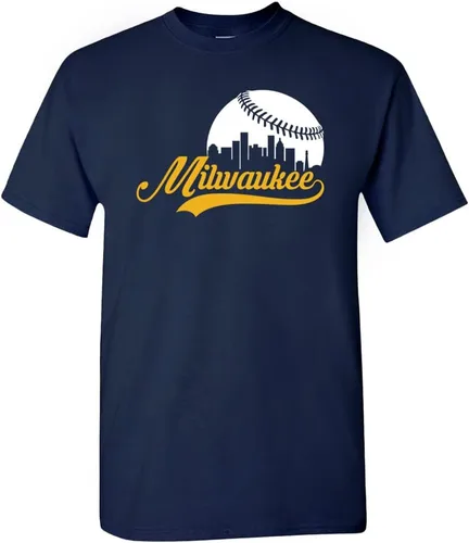 Miniatura 16 de Xtreme Apparrel Cityscape Skyline - Camiseta para hombre para fanáticos del béisbol Miami - Camisa negra