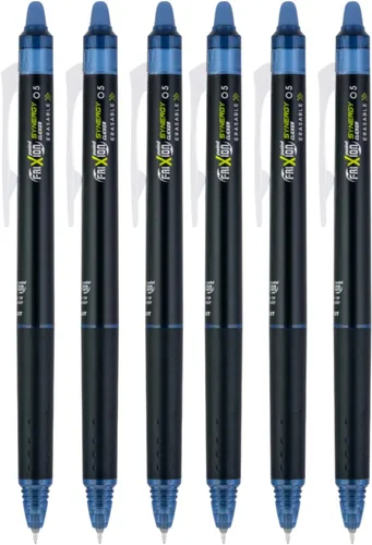 PILOT FriXion Synergy Clicker - Bolígrafos de tinta de gel retráctiles y borrables, punta extrafina de 0.020 in, tinta azul marino, paquete de 6