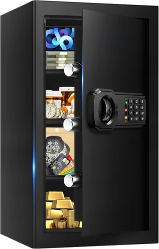 Miniatura 11 de Caja fuerte grande de 5.2 pies cúbicos para el hogar, resistente al fuego, caja de seguridad ignífuga para el hogar con teclado programable, llaves