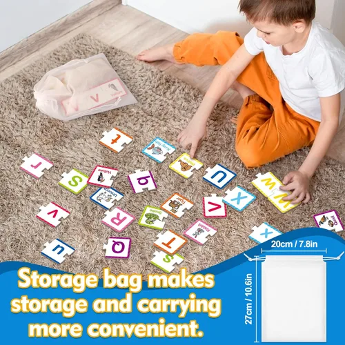 Miniatura 6 de Kasfalci Tarjetas flash de rompecabezas del alfabeto, 78 tarjetas ABC para niños, juguetes de aprendizaje del alfabeto para niños pequeños, regalos