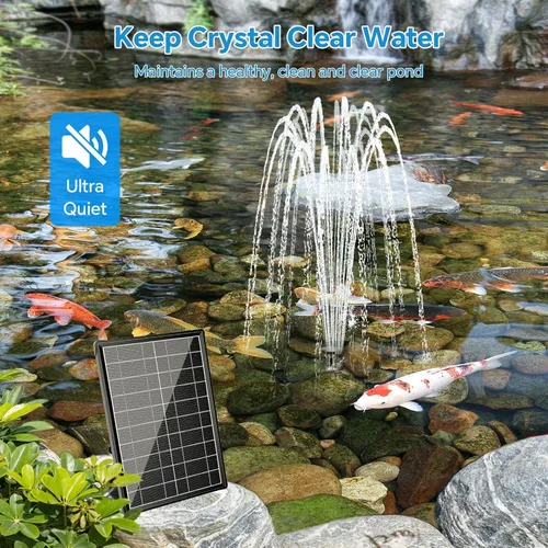 Miniatura 2 de POPOSOAP Bomba de Fuente Solar con Kit de Filtro de Estanque con Batería de Respaldo Integrada de 3000mAh, Bomba de Fuente de Agua Solar de 8W