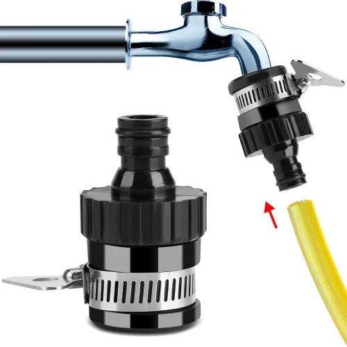 Miniatura 2 de Zerodis Conector universal de manguera de grifo, accesorio de conexión rápida de plástico negro para manguera de jardín, riego, lavadora a presión
