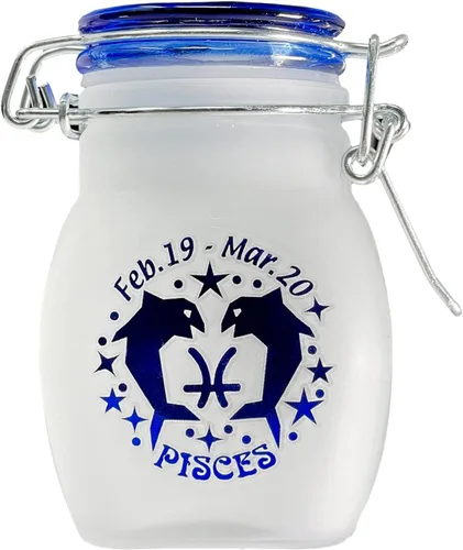 Miniatura 6 de Frasco de Almacenamiento de Vidrio Hermético a Prueba de Olores del Signo del Zodiaco, Cuarto de Onza (125ml), 3.25'' (Signo Astrológico de Acuario)