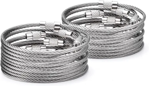 Paquete de 100 llaveros de alambre grandes de 6 pulgadas, llavero de metal a granel para etiquetas de equipaje al aire libre (grueso: 0.079 pulgadas)