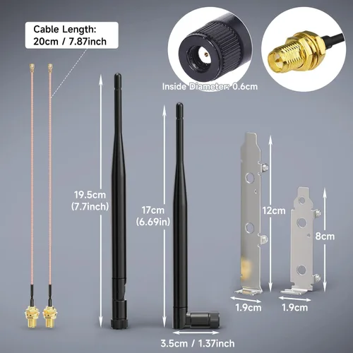 Miniatura 5 de Bingfu Antena WiFi de doble banda 2.4GHz 5.8GHz 6dBi RP-SMA + cable de coleta de 7.87 pulgadas + cubierta de ranura para enrutador WiFi inalámbrico