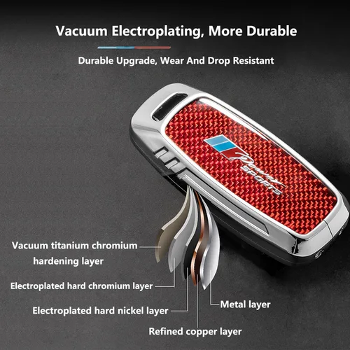 Miniatura 46 de Funda para llavero BMW con llavero, fibra de carbono real, protección de aleación de zinc, compatible con BMW 1 3 4 5 6 7 Series X1 X3 X4 M5 M6 GT3