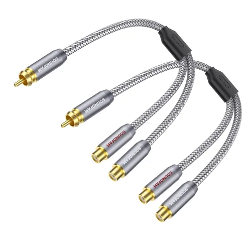 Miniatura 11 de Adaptador divisor en Y RCA 1 hembra a 2 macho RCA/Phono divisor cable estéreo Adaptador Y chapado en oro para subwoofer, TV, reproductor de CD, cine