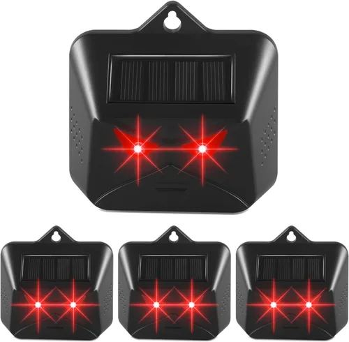 Repelente solar nocturno de animales para exteriores, ojos depredadores de coyotes, repelente de zorrillas para patio con luces depredadoras para