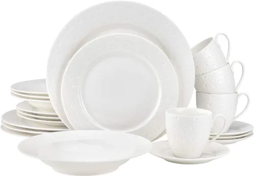 Miniatura 6 de EURO Porcelain Juego de vajilla de 20 piezas para vajilla de porcelana de hueso de lujo chapada en oro de 24 quilates ("Amanda" 5669-20G)