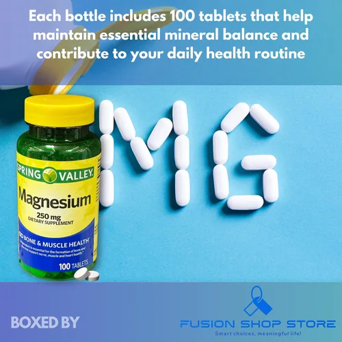Miniatura 2 de Magnesio 250 mg- Comprimidos de salud muscular ósea 100 Ct (paquete de 1)