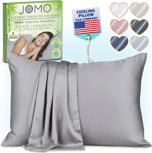 Miniatura 14 de Fundas de almohada con cremallera, tamaño estándar 26 x 20 pulgadas, 100% viscosa derivada de bambú, paquete de 2, color crema, fundas de almohada