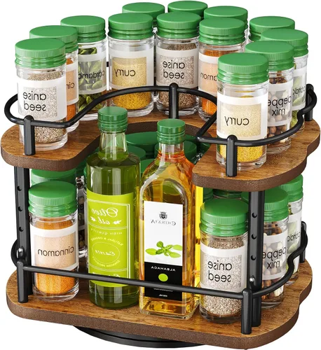 Miniatura 9 de Organizador de especias para gabinete: organizador giratorio Lazy Susan de altura ajustable, organizador de especias que se adapta a armarios