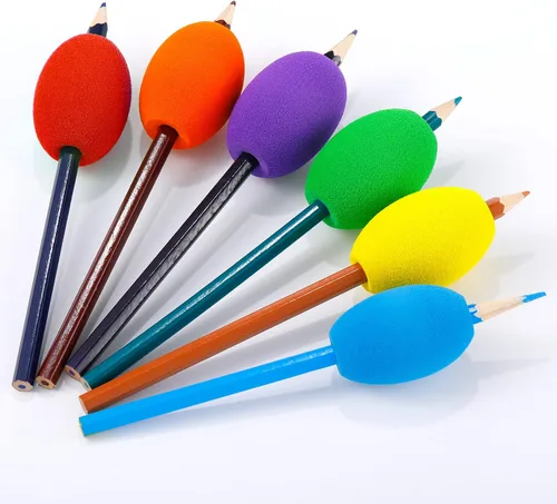 Miniatura 4 de Outus 12 empuñaduras para lápiz de huevo para adultos, agarre de escritura a mano para huevo, lápiz capacitivo, espuma acolchada suave