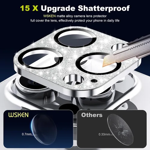 Miniatura 2 de WSKEN Protector de lente de cámara para iPhone 15 Pro/iPhone 15 Pro Max, aleación mate [prueba inastillable] Protector de pantalla de cámara