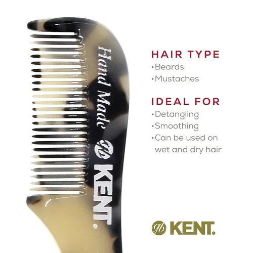 Miniatura 6 de Kent A 81T TW X-Small Peine de Bolsillo para Barba y Bigote de Hombre, Peine de Bolsillo de Dientes Finos para Arreglo y Peinado del Vello Facial.