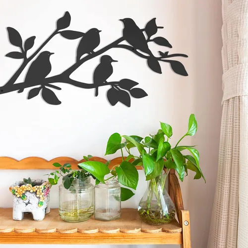 Miniatura 7 de VeyFolzin.st 3 piezas de colibrí en la rama de árbol decoración de pared de metal, pájaros en la rama, gran cartel negro para colgar en la pared