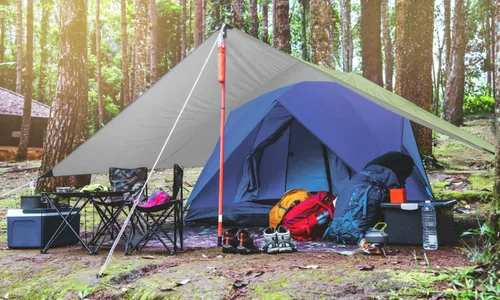 Miniatura 6 de Casa de campaña impermeable, lona para refugio y parasol Verde