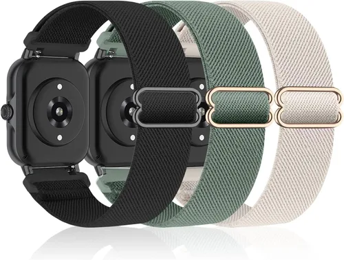 Miniatura 18 de Bolesi Correas elásticas de nailon compatibles con Amazfit Active 2 (cuadradas)/Active 3 Premium/Active, paquete de 3 correas deportivas de repuesto