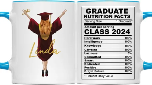 Miniatura 18 de Taza de graduación personalizada, información nutricional para graduados, clase de 2024, regalo de graduación para hombres y hombres, escuela