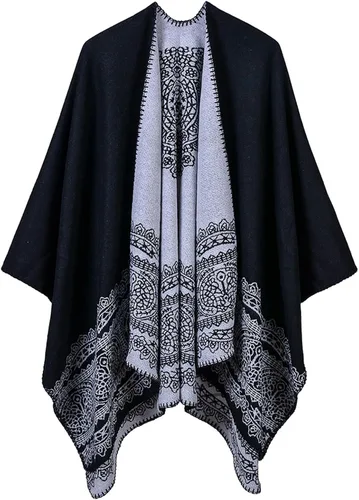 Miniatura 28 de KirGiabo Suéter a Cuadros para Mujer Poncho Capa Abrigo Frente Abierto Manta Chales y Envolturas